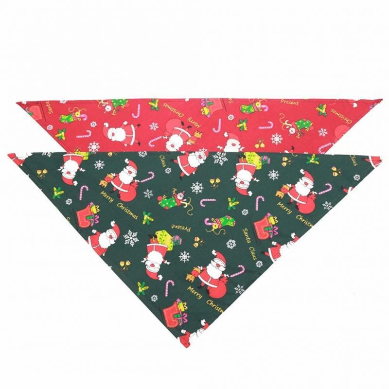 Cute Christmas Cotton Pet Dog Cat Saliva Towel Triangular Binder Scarf