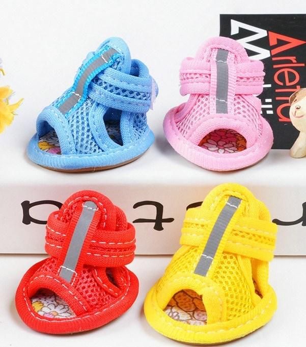 Summer Mesh Breathable Dog Shoes Sandals Non Slip Paw Protectors Reflective for Small Pet Dog Cat Puppy