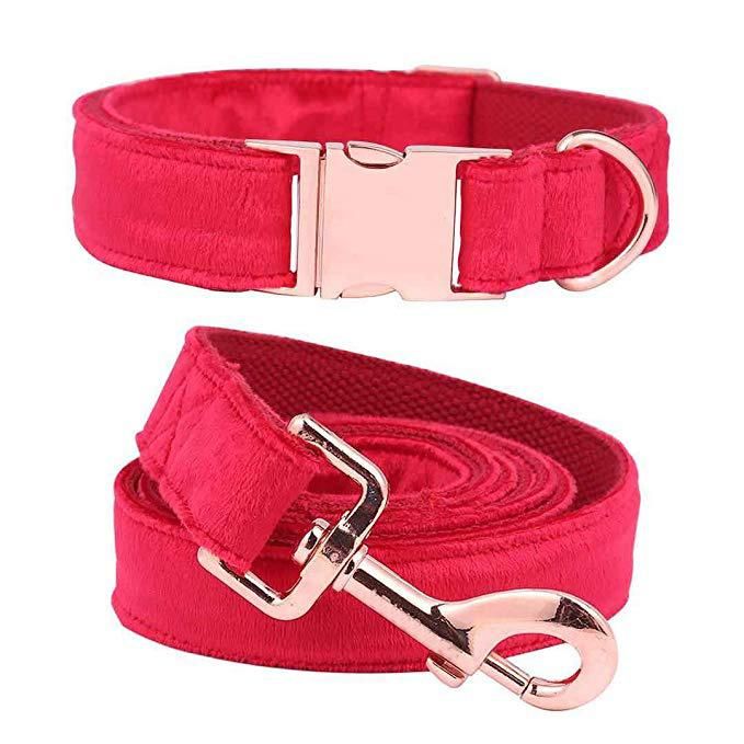 Classic Handmade Hemp Custom Logo Cotton Velvet Dog Collar with Matching Leash