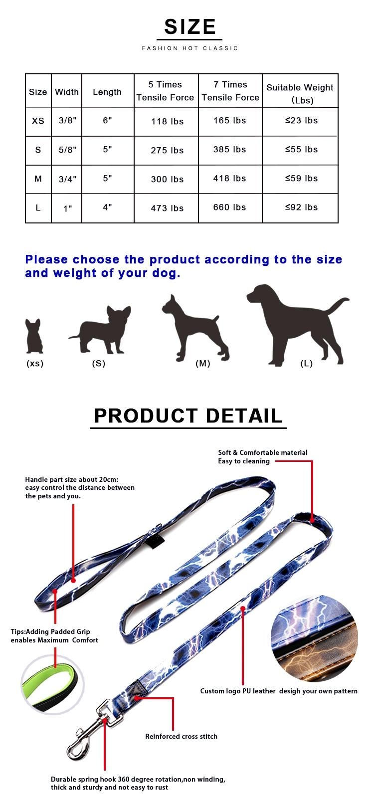 Custom Logo PU Leather Design Easy Cleaning Soft&Comfortable Material Pet Dog Leash