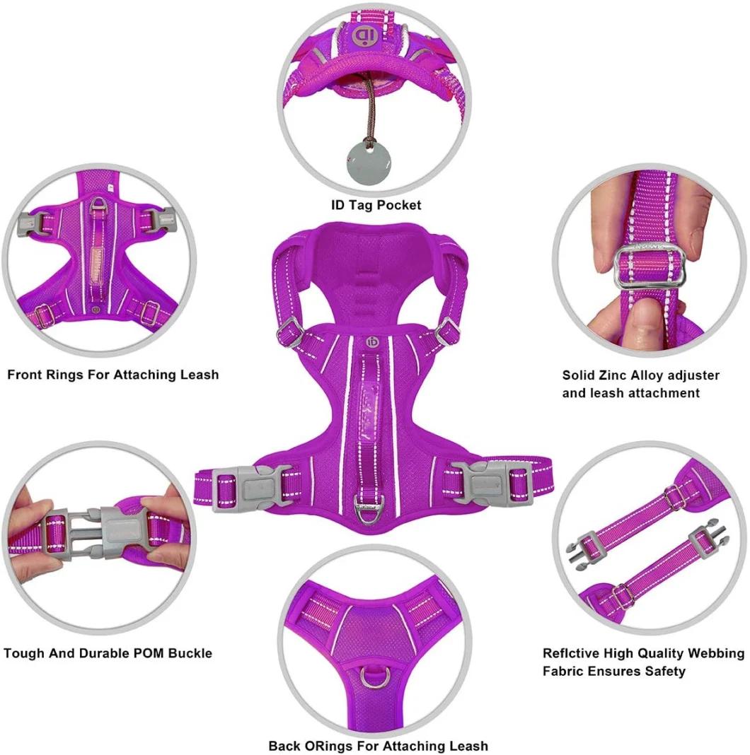 Mesh Dog Harness with 2 Sturdy Metal Leash Attachment