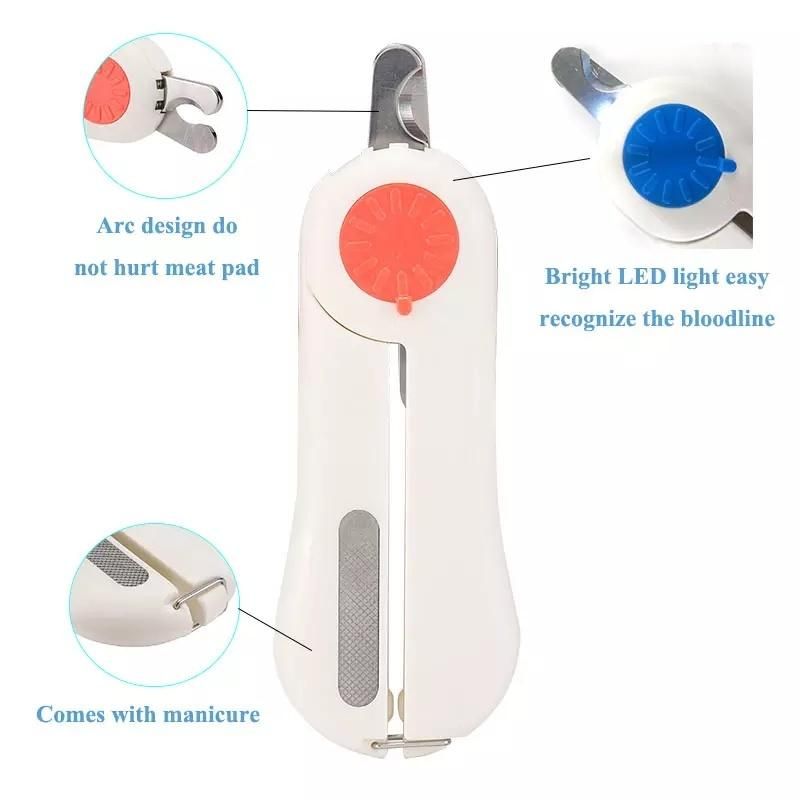 Wholesale Custom Stainless Steel Durable Pets Nail Clipper for Dog Cat with LED to Avoid Over-Cutting Nails