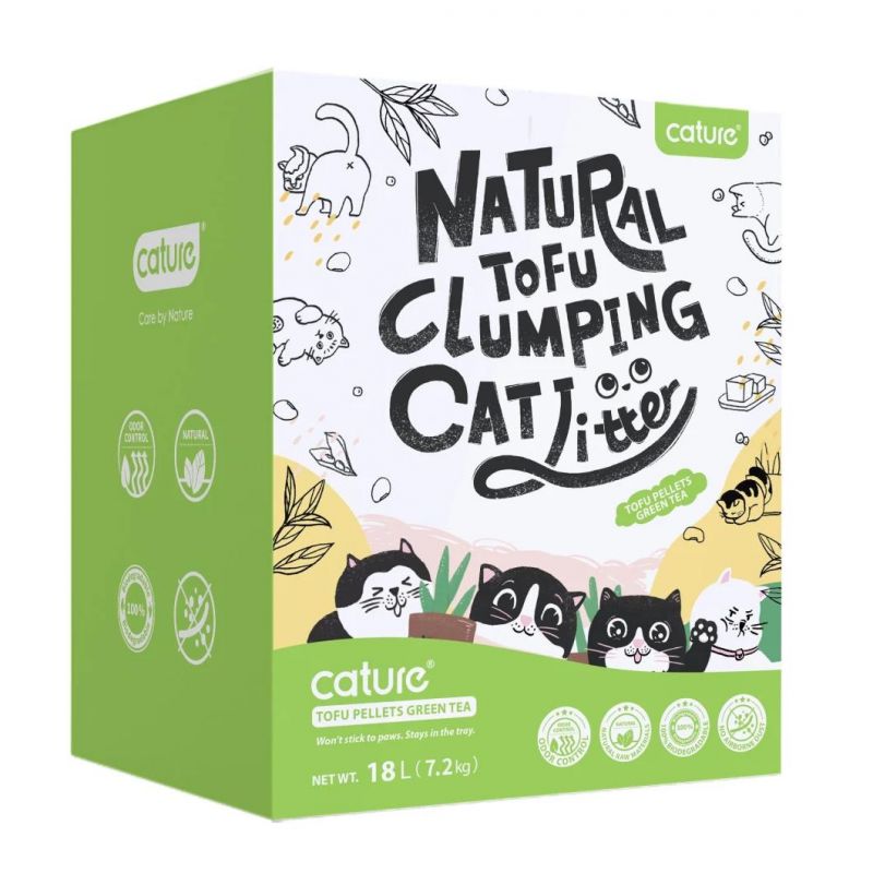 Cature Natural Degradable and Flushable Tofu Cat Litter of High Performance of Odor Control and Easy Scooping up