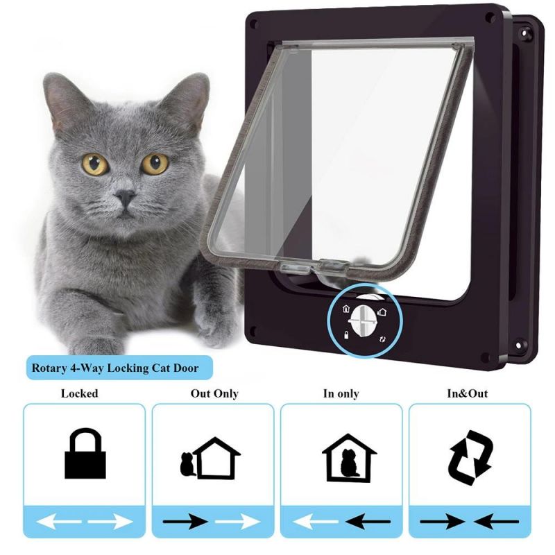 in Stock OEM ODM Pets Products Magnetic Pet Door with 4 Way Locking Cat Doors Flap
