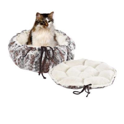 Adjustable Drawstring Round Cat Bed Covers Comfortable Pet Bed Cushion