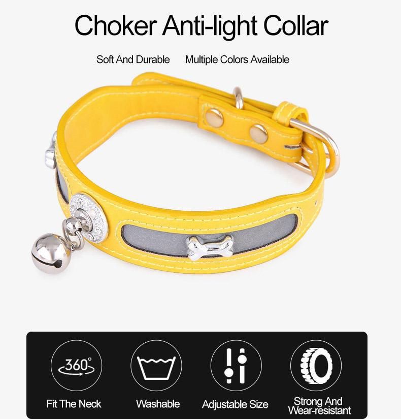Customize Personalized Designer Luxury Leather Pet Dog Collar for Small Dog Cat