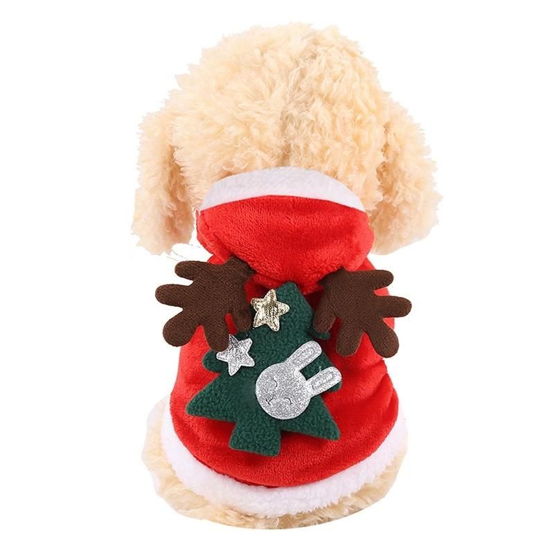 Christmas Santa Costume Kitten Puppy Outfit Hoodie Warm Pet Dog Clothes Clothing Accessories