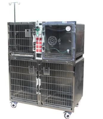 Veterinary Clinic 304 Stainless Steel Pet Cages Oxygen Door