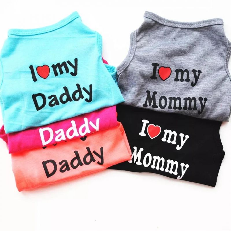 Wholesale Cute I Love My Mum/Dad Printed Dog T-Shirt Summer Puppy Clothes for Small Medium Dogs