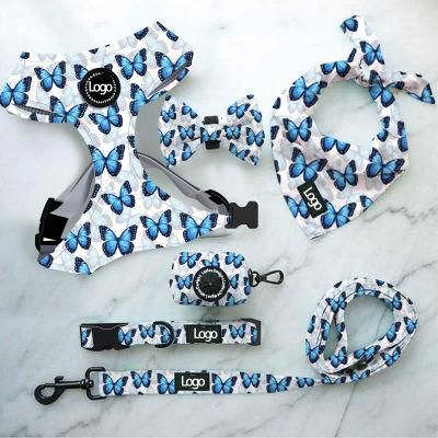 High Quality Pet Supplies Custom Print Dog Harness Belt and Leash Set Dog Accessories Nylon