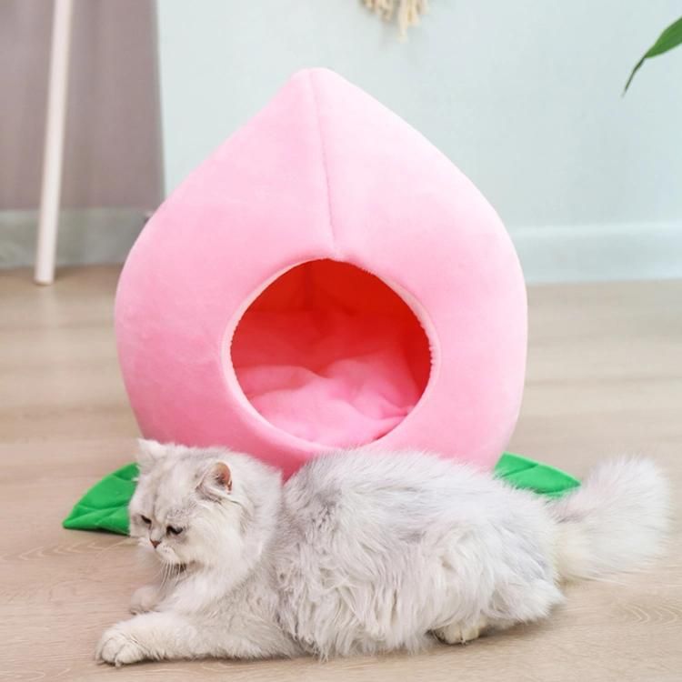 Fruit Peach Shape Warm Soft Pet Nest Bed for Small Animals Sleeping Bag for Dog Cat