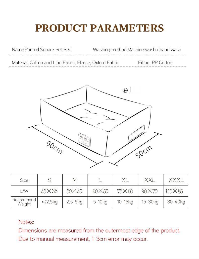Wholesale Eco-Friendly PP Cotton Fleece Square Shape Plush Pet Bed