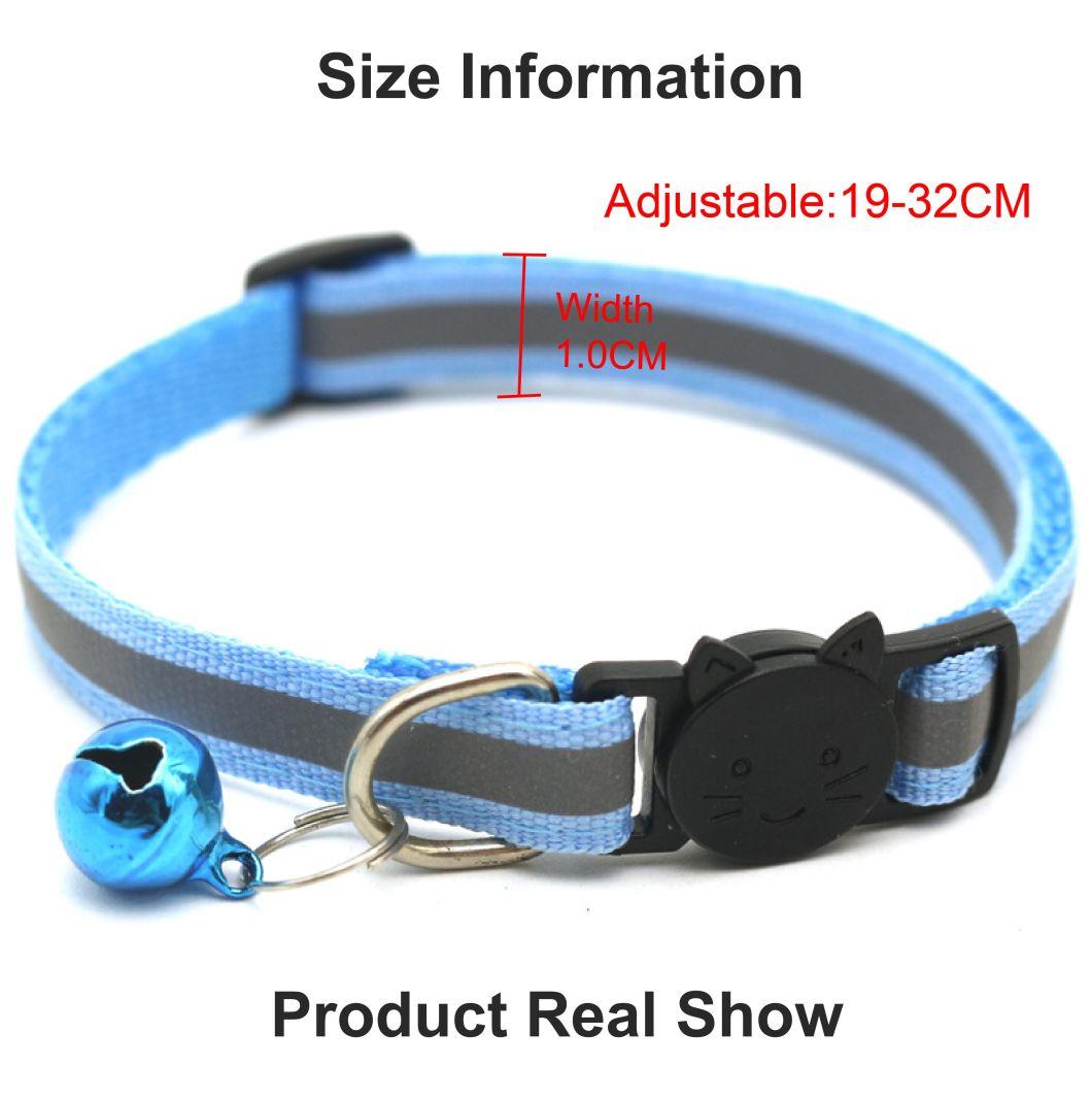 Promote Sales Customized Personalized, Buckle Reflective Safety Cat Collar Detachable Cat Bell Collar