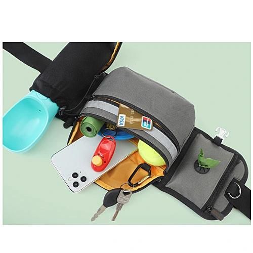 Dog Treat Pouch for Training-Built in Poo Bag Dispenser with Hidden Water Bottle