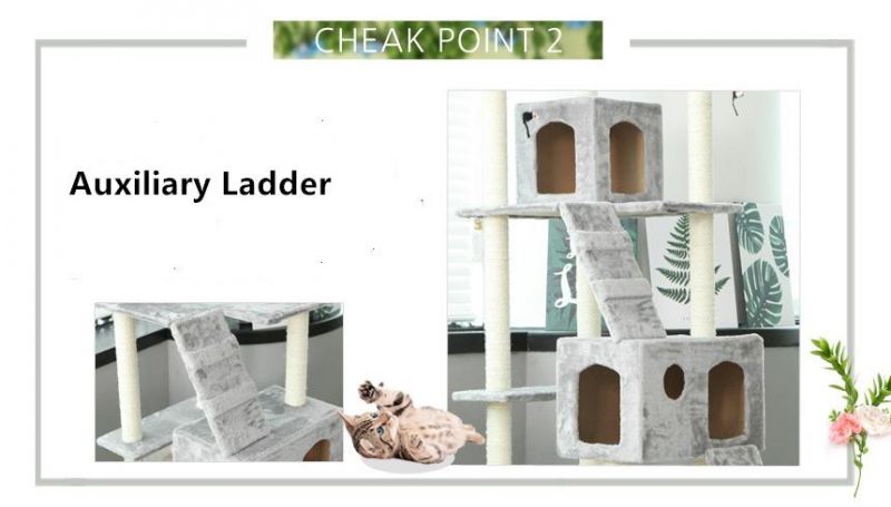 High Quality Certified Pet Products Factory Supply Large Stable Safe Wooden Luxury Cat Tree Tower Furniture Game Toy Cats Climbing Frame Play House