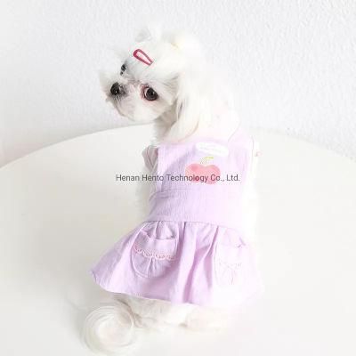 High Quality Spring and Summer New Pet Clothing Dog Clothes Cotton Elastic Strap Pocket Simple Dress for Cats Dogs