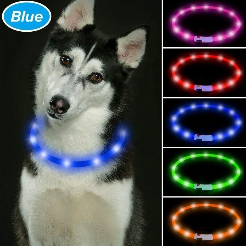 Waterproof LED USB Rechargeable Glowing Pet Silicone Dog Collar