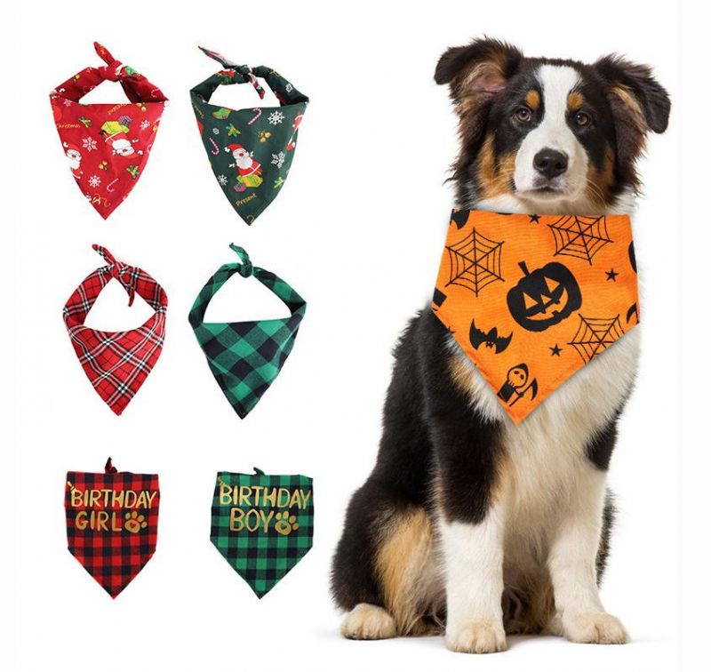 Wholesale Summer Christmas Holiday Triangle Bibs Dog Cat Pet Bandana