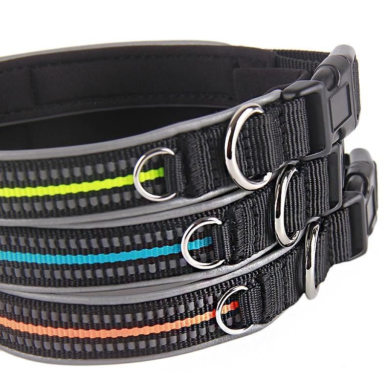 Nylon Reflective Neoprene Padded Dog Collar, Velcro Quick Release Buckle Pet Dog Neck Collar Pet Supplies Dog Luxury Pet High Visibility Collar