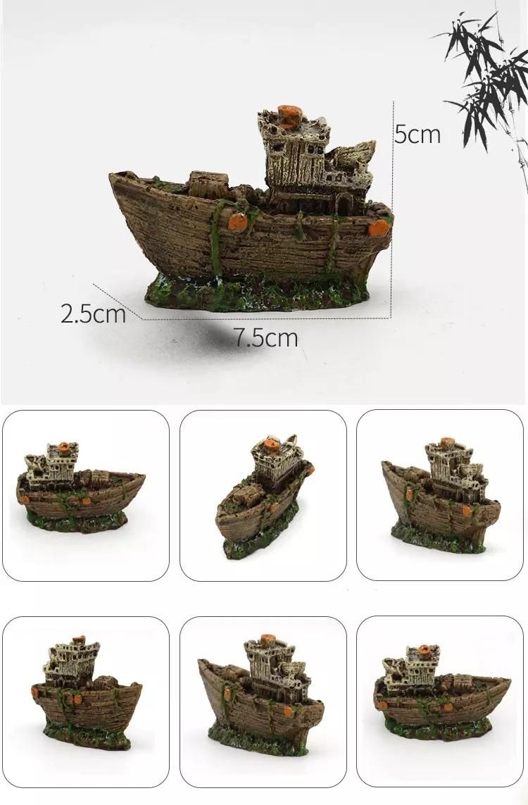 Aquarium Decoration Simulation Shipwreck Landscaping Plastic Fish Tank Ornaments