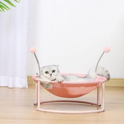 Indoor Washable Cute Pet Cat Sleeping Beds with Stand, Non-Slip Free Standing Cats House Hammocks with Playing Balls