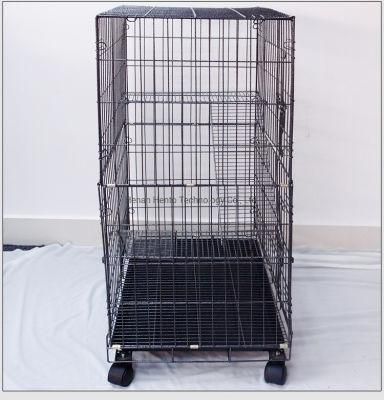 Folding Metal Pet Playing Living House Carrier Cat Cage with Caster Wheels