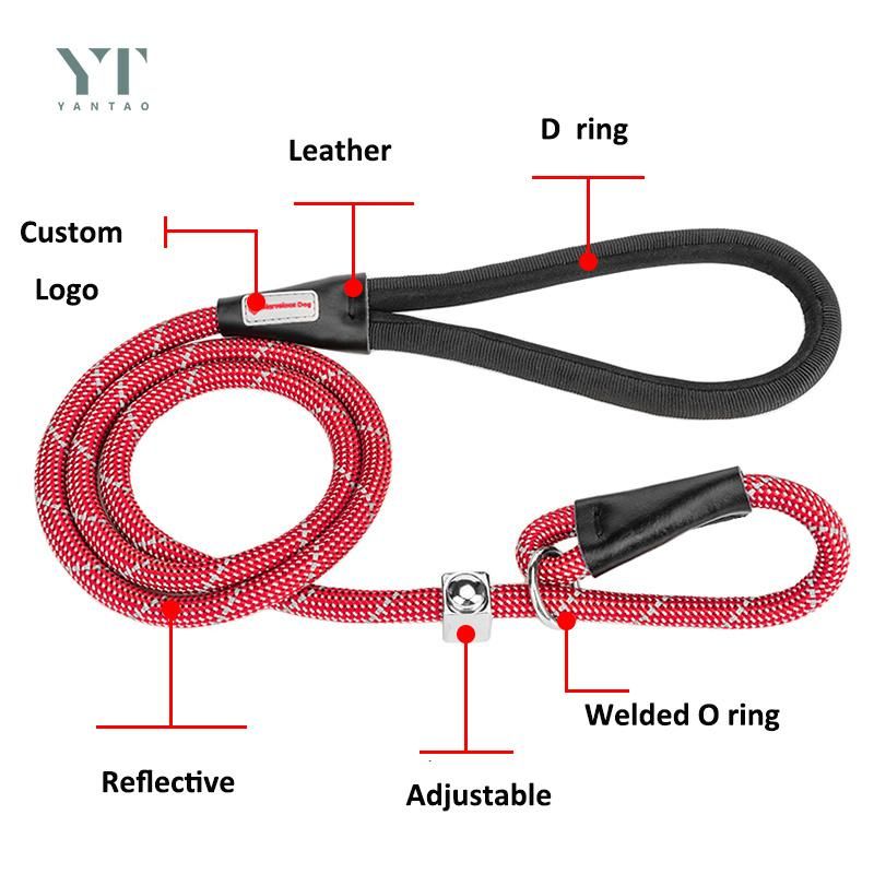 Reflective Heavy Duty Strong Training Tactical Dog Rope Leash Collar Rope Dog Collar Leash Without Clip