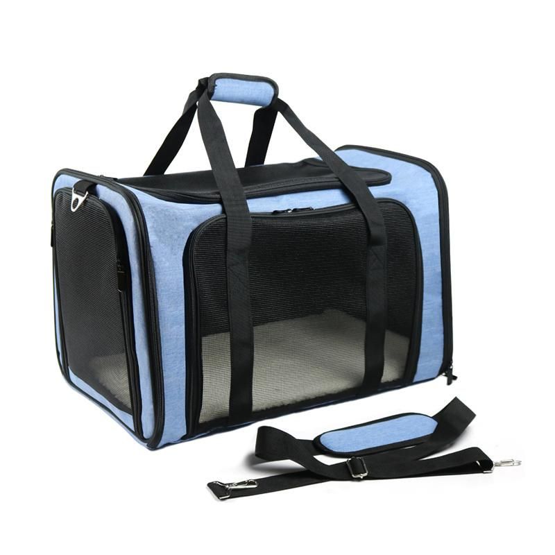 Expandable Travel Pet Carrier Tote Shoulder Bag with Strap