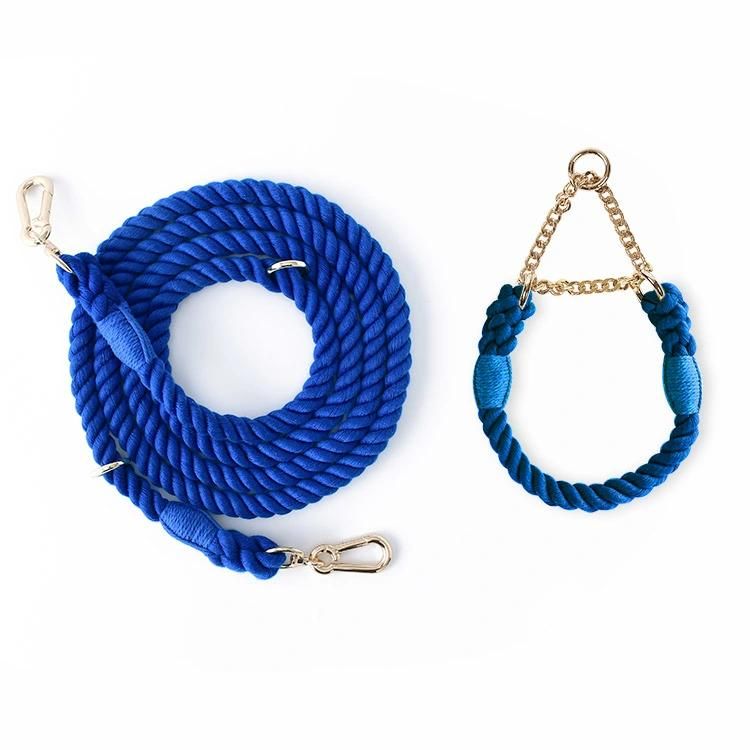 High Quality Luxury Multi Functional Double Side Two Hooks Hands Free Dog Leash Braided Pet Collar and Leads Set