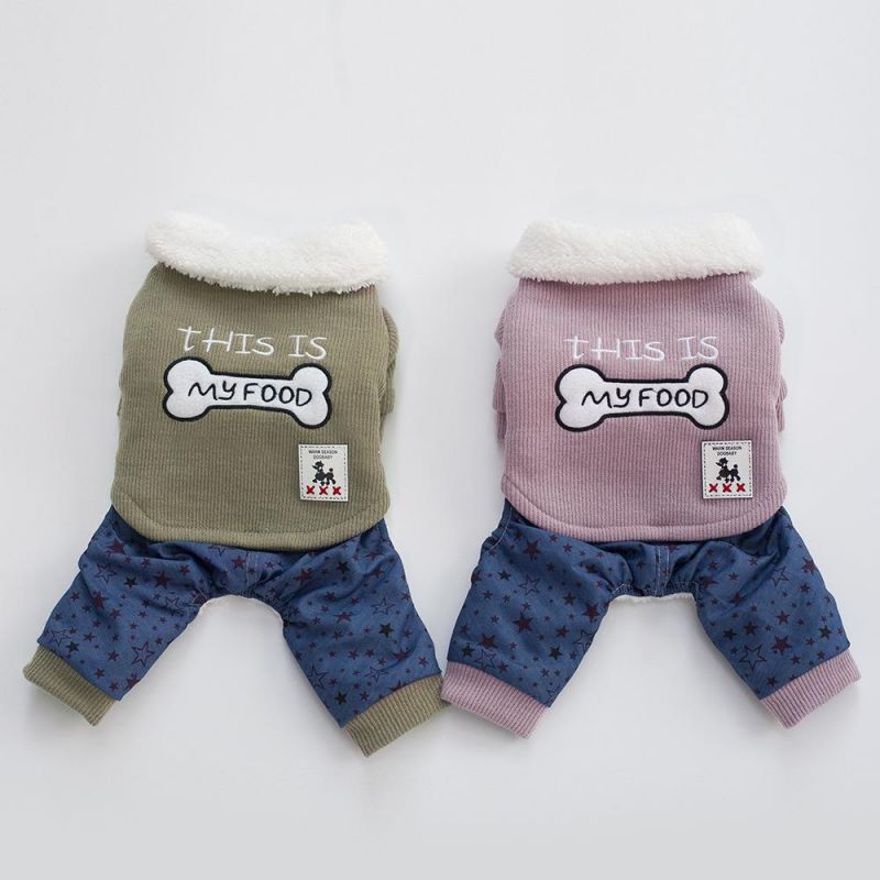 Pet Clothes Cat Teddy Dog Clothes Autumn/Winter New Pet Clothing Thickened 18-Bone Four-Legged Cotton-Padded Clothes