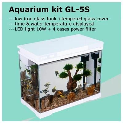 50 Liters Aquarium Kit Low-Iron Glass Tank Tempered Glass Cover