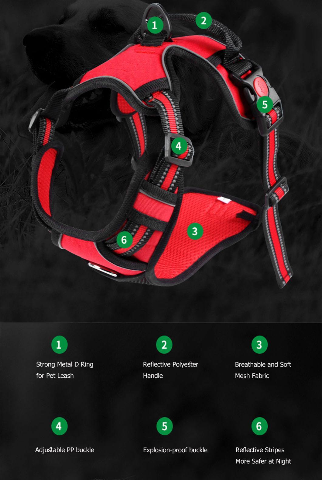 Reflective Pet Harness with Front & Back 2 Leash Hooks