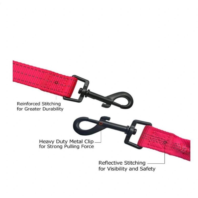 Strong and Durable Nylon Double Dog Leash with Night Reflective Strap for 2 Dogs