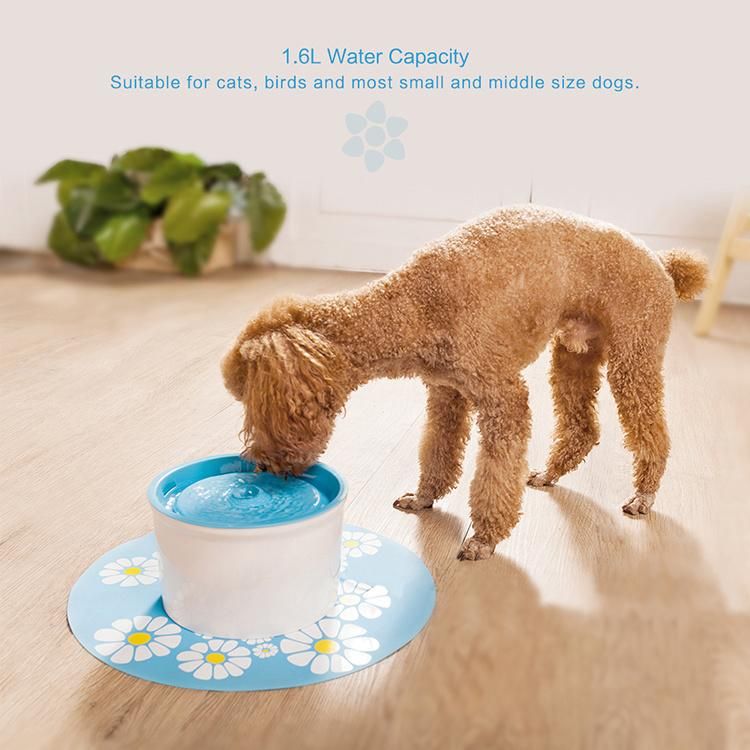 1.6L Automatic Cat Dog Water Fountain Electric Pet Drinking Feeder Bowl USB Mute Water Dispenser with Mat Pets Drinker Feeder