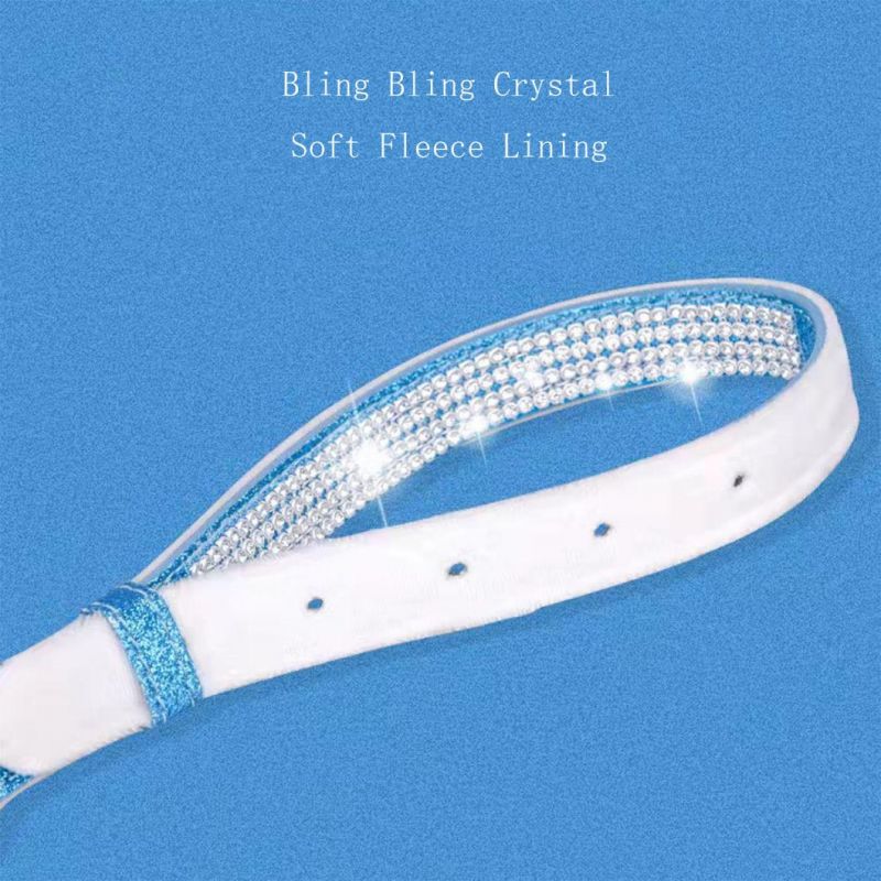 Bling Bling Crystal PU Pet Collar with Soft Fleece Lining Dog Collar