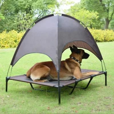 Amazon Hot Sale Pet Outdoor Products Raised Bed Sunshade Portable Dog Camping Bed Pet Tent with Canopy