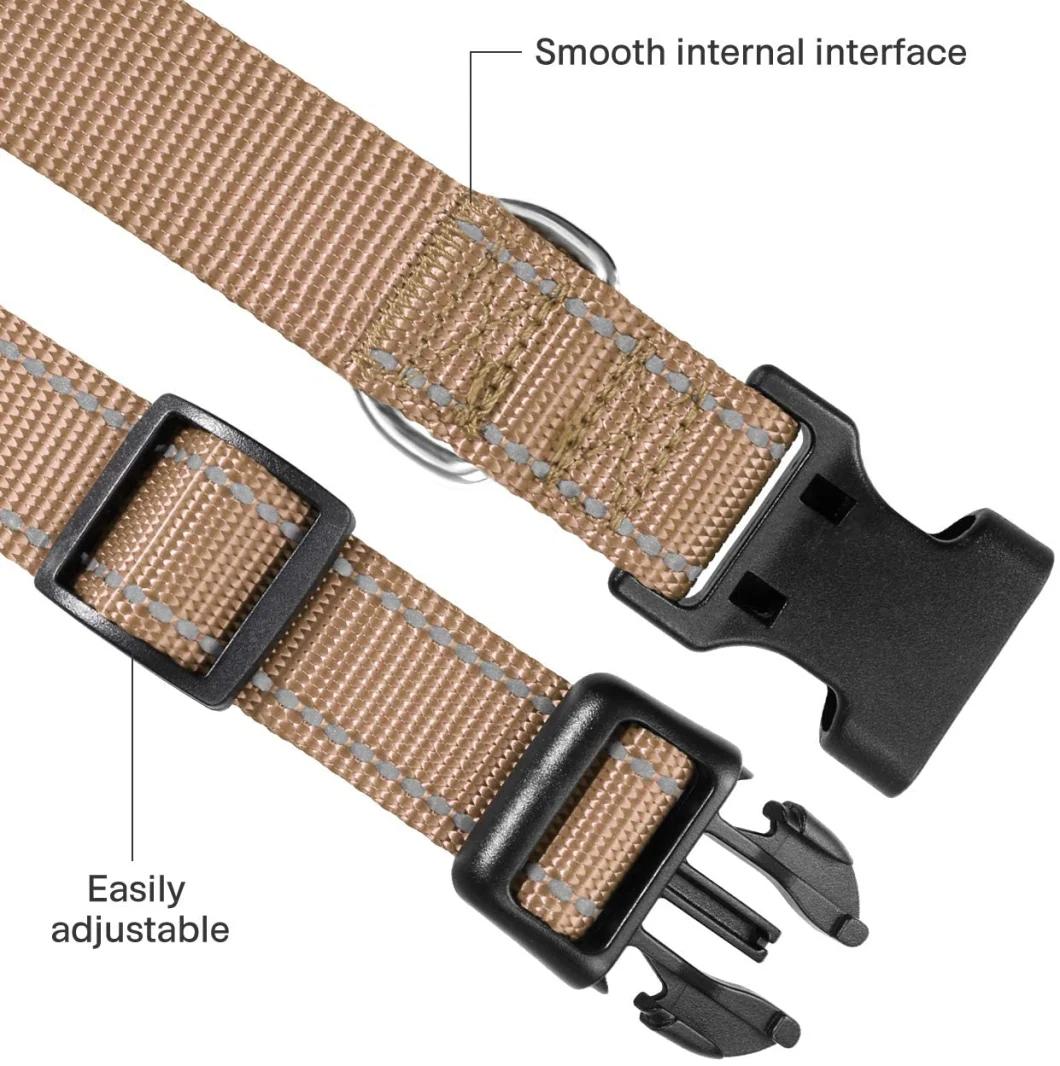 Reflective Nylon Webbing Dog Collar with 12 Colors Option