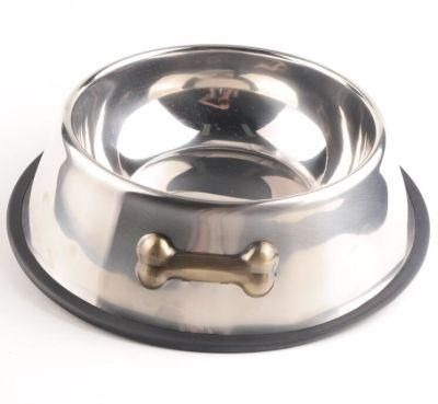 Hot Sell 304 Stainless Steel Pet Dog Cat Food Water Bowl with Rubber