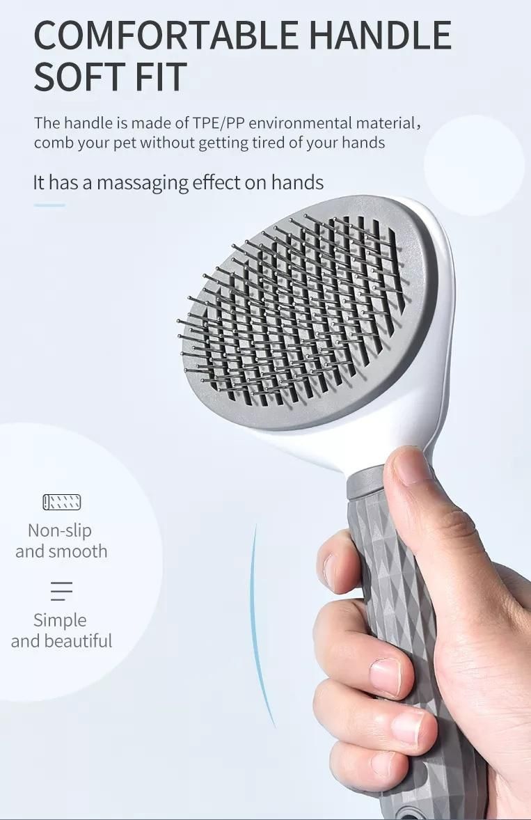 Portable Dog Plastic Round Head Tooth Pet Hair Comb Grooming Brush Pet Hair Remover