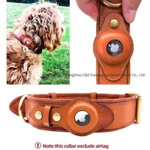 Hot Selling Wholesale Adjustable Pet Accessories Genuine Leather Vintage GPS Tracker Airtag Dog Collar