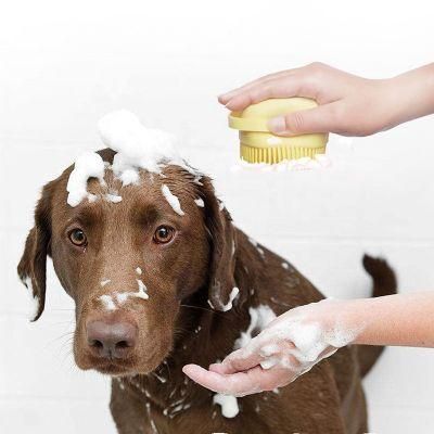 Silicone Pet Massage Shampoo Dispenser Rubber Bristle Shower Grooming Brush