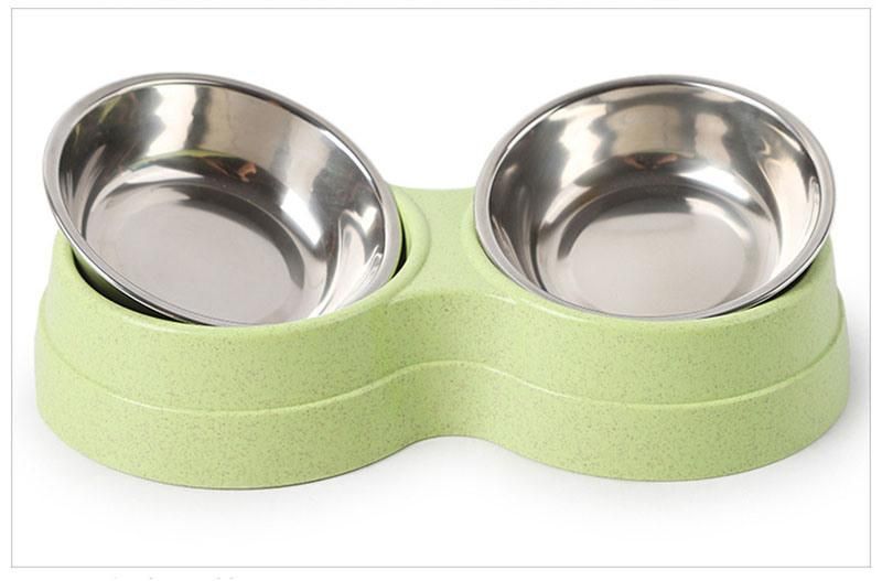 Double Pet Bowls Dog Food Water Feeder Stainless Steel Pet Drinking Dish Small Dog Accessories