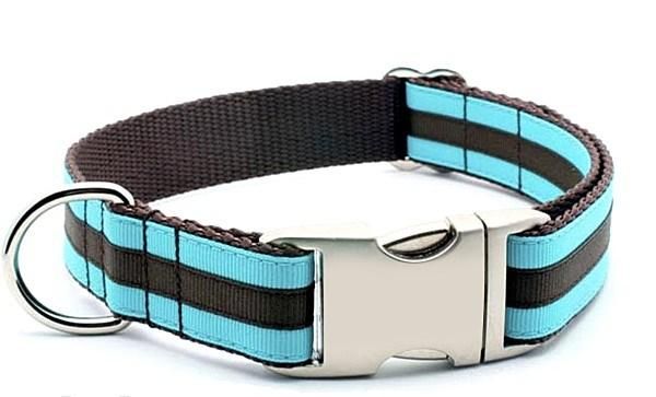 Wholesale Customized Plain Nylon Webbing Pet Dog Collars with Double Layer Ribbon