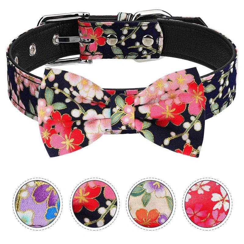 Popular Beautiful Flowers Pet Collar Dog Collar with Bow