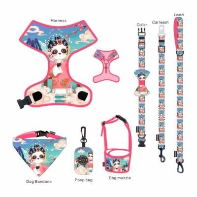 Pet Supplies Dog Leash Set Fabric Dog Collar Custom Dog Harness Leash Bandana Whole Set