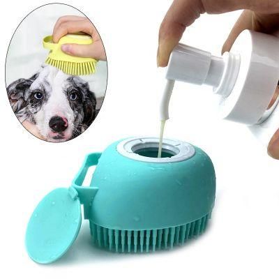 Dog Bath Pet Massage Shampoo Dispenser Soft Silicone Brush