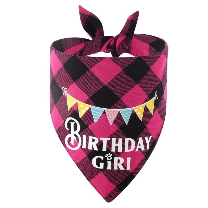 Plaid Triangle Logo Birthday Party Scarf Puppy Dog Bandana