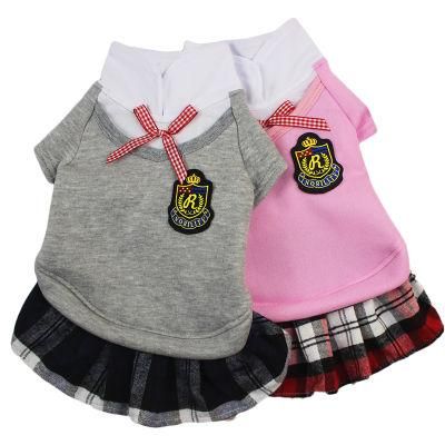 Luxury Cute Campus Style Sleeveless Summer Dog Shirt Sundress Pet Dog Dress