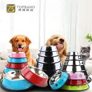 Promotional Gift Stainless Steel Dog Bowl with Rubber Base for Small/Medium/Large Dogs, Pets Feeder Bowl and Water Bowl