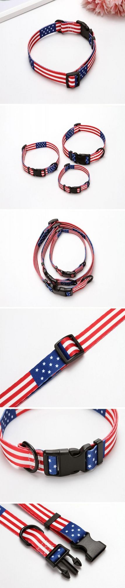 Manufacturers American Flag Designer, Buckle Hardware Polyester Nylon Custom Pet Dog Training Collar/